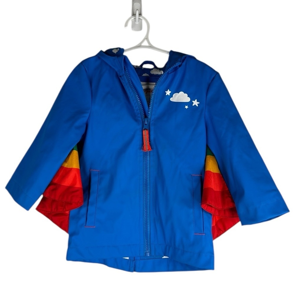 Cat & Jack Blue Rainbow Zip Down Hoodie Winter Fall Raincoat Size 18 Months